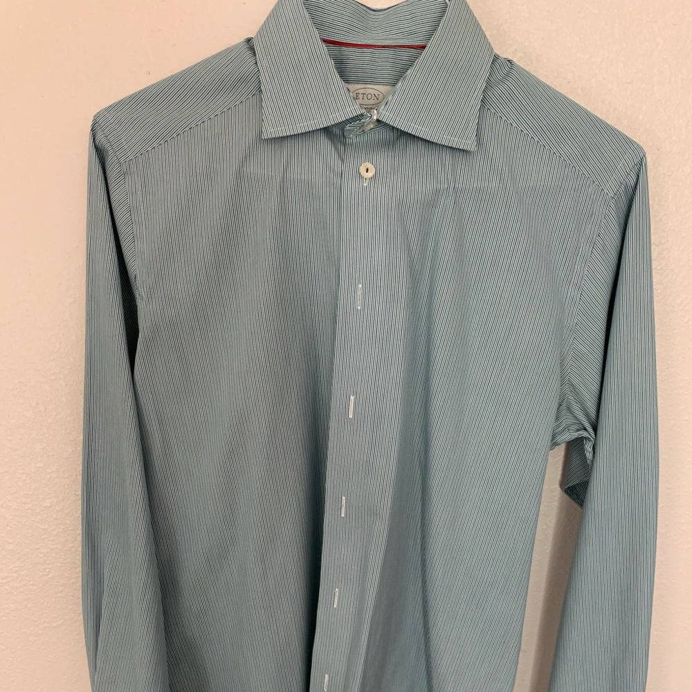 Striped Eton Button Up Shirt.